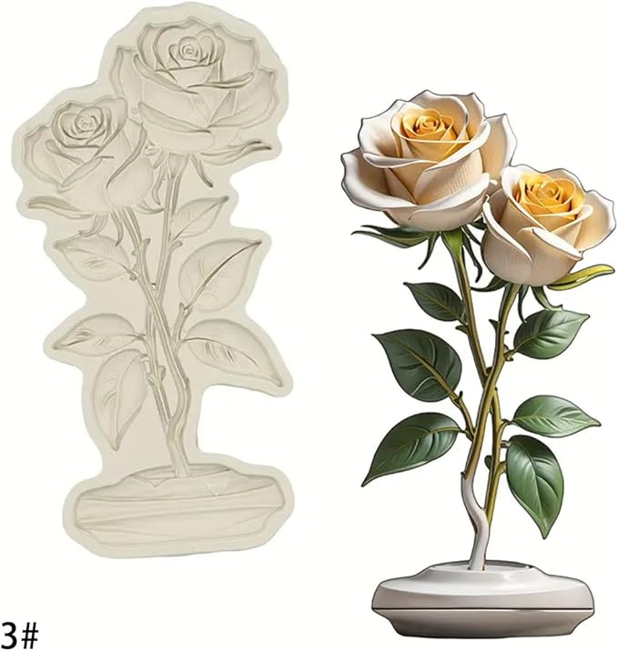 (Four-piece set) Tulip Rose Silicone Mold Cake Chocolate Mold Wedding Cake Decoration Tool Soft Candy Cake Mold