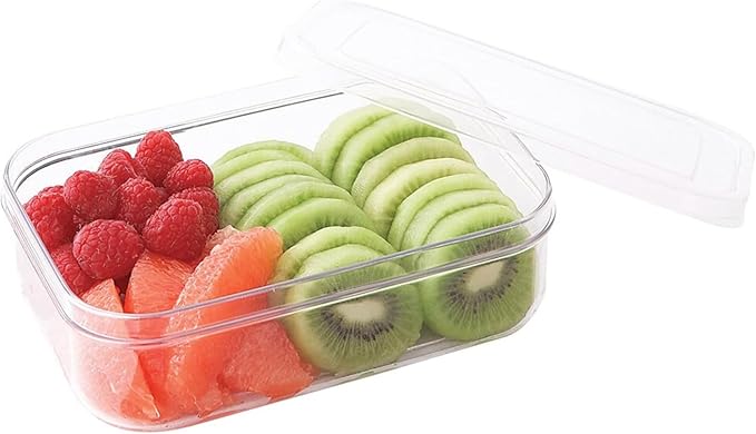 Lustroware Micro Clear Transparent Food Storage Containers with Lids – Large Capacity BPA-Free, Shatterproof, Dishwasher & Microwave Safe, 2.3 qt Refrigerator Organizer Bins, Made in Japan, Set of 6