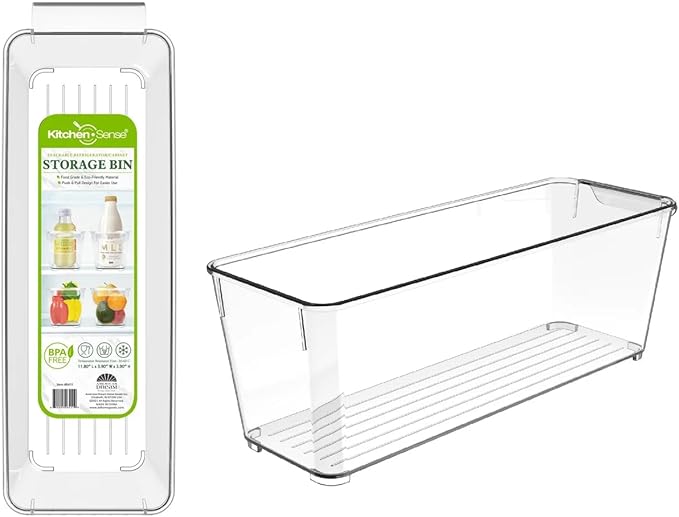 Fridge Fruit Storage Containers Stackable Fruit And Vegetable Storage For Refrigerator - Pantry Bins With Handle - Clear Plastic, BBA-free, 11.8" W x 3.9" D x 3.9" H