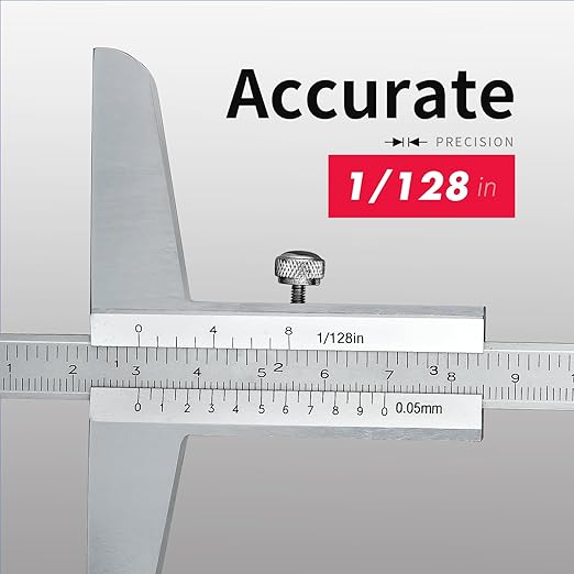 0-200mm Depth Vernier Caliper Micrometer Measuring Tool, 0.02mm Resolution,Carbonsteel Caliper Measuring Tool, DRINYOUNG (0-200/128in Depth Caliper)
