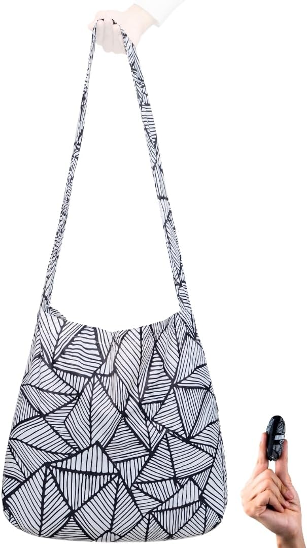 Nanobag Ultra-Lightweight Foldable Sling for Women & Men, Reusable Grocery & Travel Bag, Packable Collapsible Compact Market Crossbody (Sling Sketch)