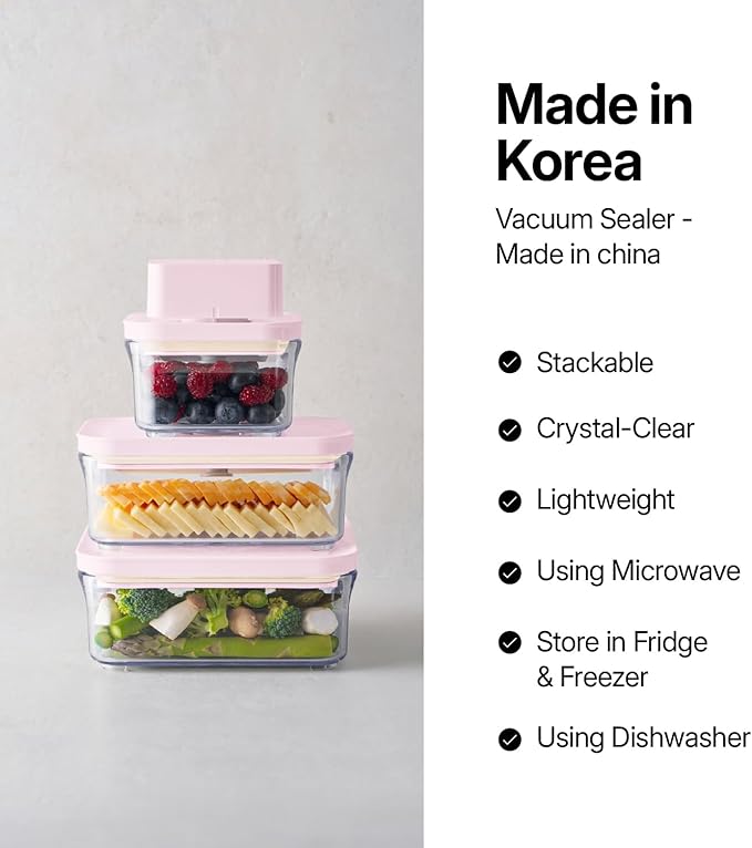 VAKUEN Premium Airtight Food Storage Containers ROSE Square 1.48qt 2P/SET, Patented Double Silicone Lining, 100% Leak Proof, BPA-FREE