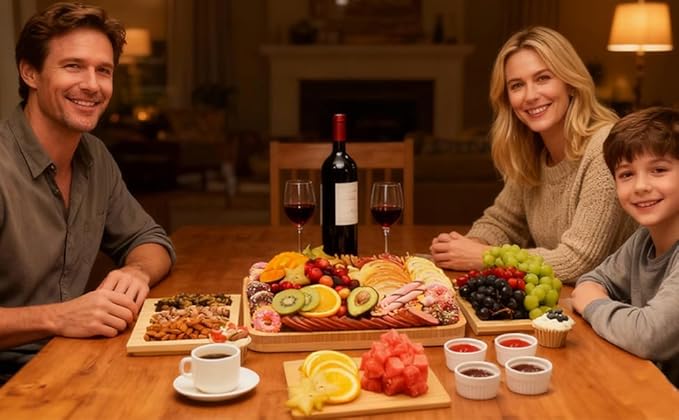 Charcuterie Board Set - Bamboo Cheese Board & Serving Tray with Stainless Steel Knives and Bowls, Housewarming Gifts New Home, Gift for Wedding Couple, Bridal Shower (NLB, 02)