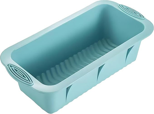 Thickened Silicone Bundt Cake Pan and Moldes Para Gelatinas, Heavy Duty Toast Cake Mold for Baking, BPA Free, Mint Green (Rectangle: 5.3inx9.6inx2.7in / 1Pcs)