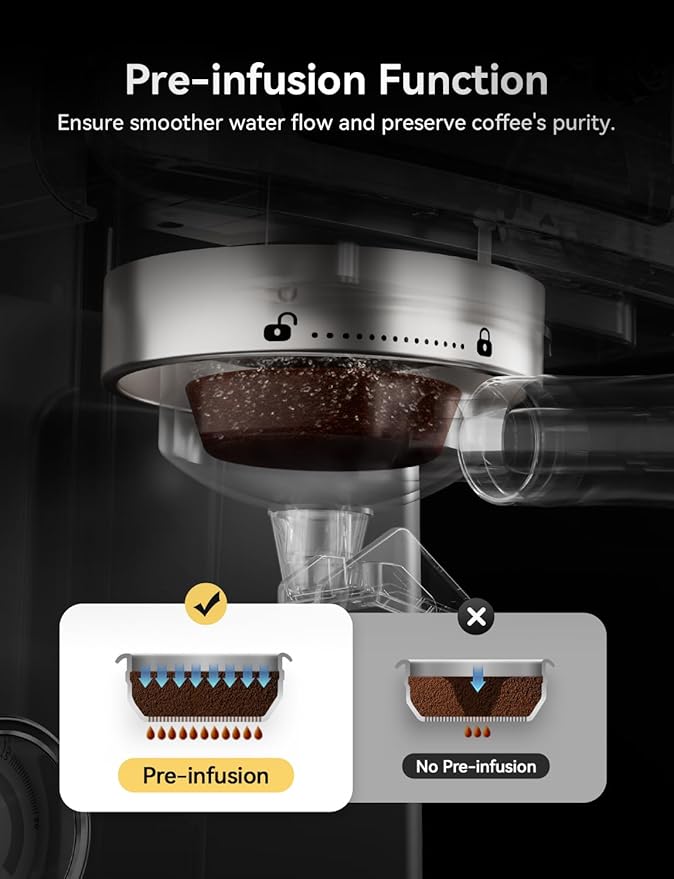 Neretva Espresso Coffee Machine, Professional Espresso Machine with Pressure Gauge 15Bar Retro Espresso Maker with Power Milk Frother Stainless Steel for Home Barista Latte and Cappuccino Maker-Silver