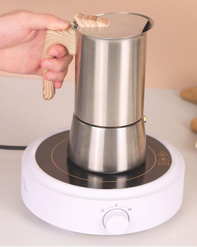 Sivaphe4 cups Stainless Steel Stovetop Espresso Coffee Maker | Induction Support 10 oz Intalian Moka Pot | Durable Cuban Coffee Maker 200ml(1 Cup=50ml)