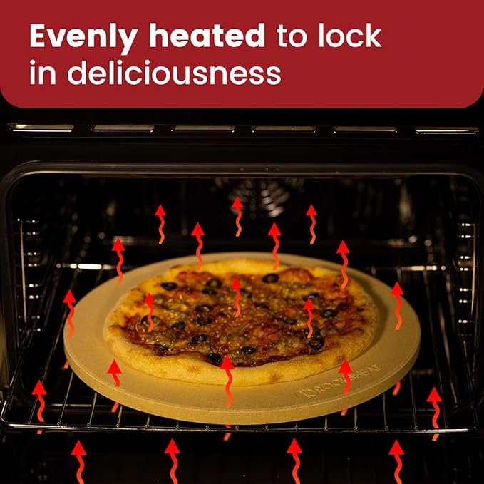 K ROCKSHEAT Pizza Stone Round, 12 Inch Cordierite Pizza Stone for Grill and Oven, 12" Durable Bread Baking Stone, Easy to Clean