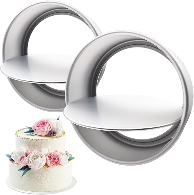 Aluminum Round Cake Pans, 2pcs Nonstick Baking Pan with Removable Bottom 6/8 Inches Cheese Cake Mold Straight Edge for Wedding Birthday Anniversary or Party Event