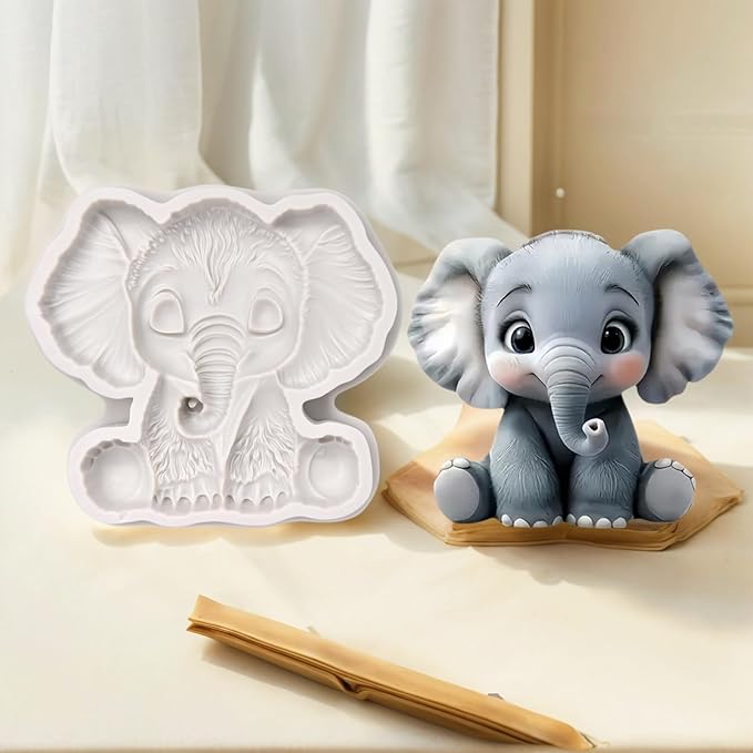 (Four-piece set) Cat with a hat, sitting elephant, sausage dog, DIY silicone mold, cake chocolate mold, wedding cake decoration tool, soft cake