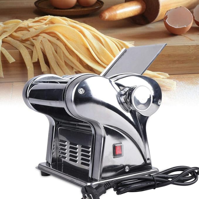 Electric Pasta Maker Machine, 110V 135W Noodle Maker Stainless Steel Pasta Making Machine Automatic Pastry Making Machine Speed Adjustable Noodle Cutting Machine