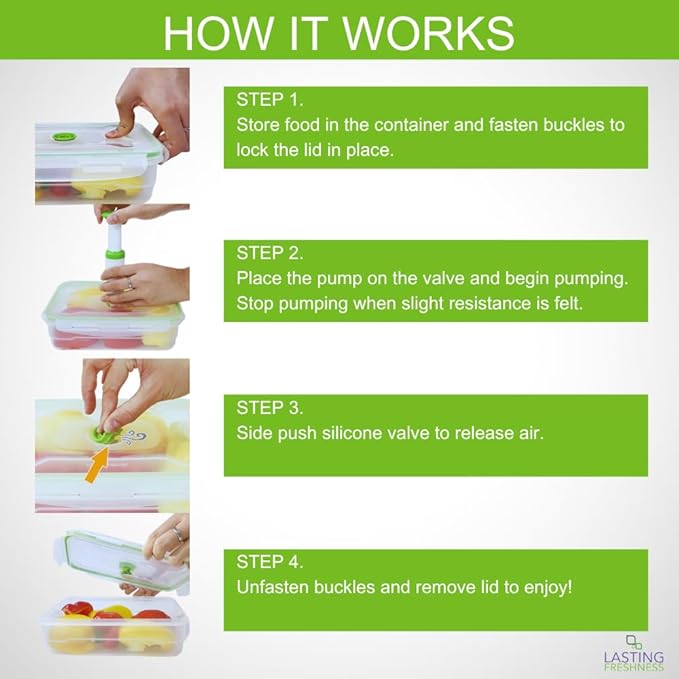 19 piece Vacuum Seal Food Storage Containers with Vacuum Pump, Airtight and Leak Proof, Vacuum Sealed Food Storage Containers, Meal Prep Containers, Keep Food Fresh up to 5 X Longer