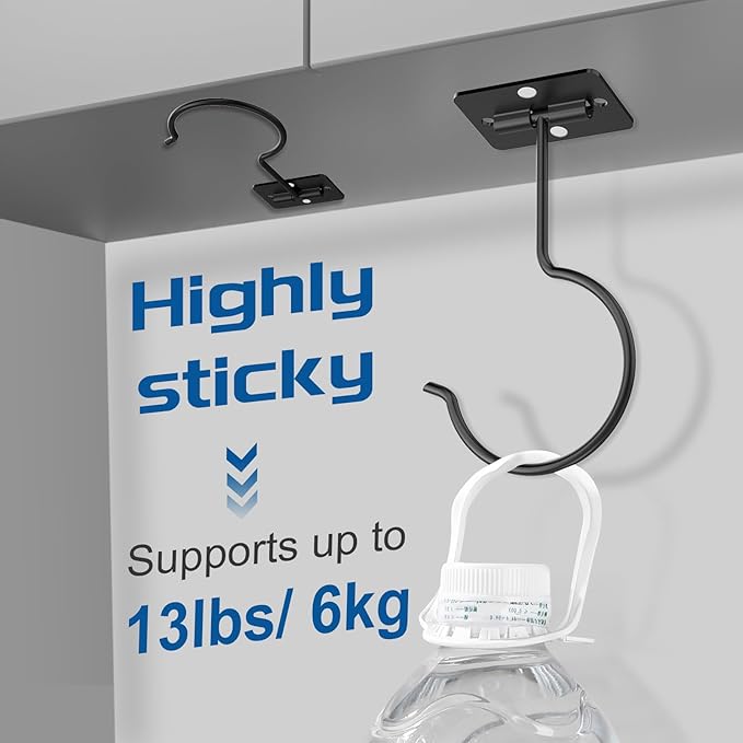 2 Pack Space-Saving Banana Hooks, Foldable Magnetic Under Cabinet Banana Hanger with Heavy-Duty Adhesive & Screw-in Mounts, Supports up to 13 lbs, Black Banana Holders