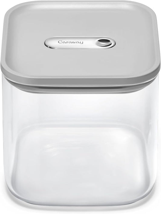 Caraway 2.5qt Glass Airtight Food Storage Container with Lid – Non-Toxic, BPA-Free Kitchen Storage Container – Stackable, Space-Saving Airtight Container for Dry Goods and More - Gray