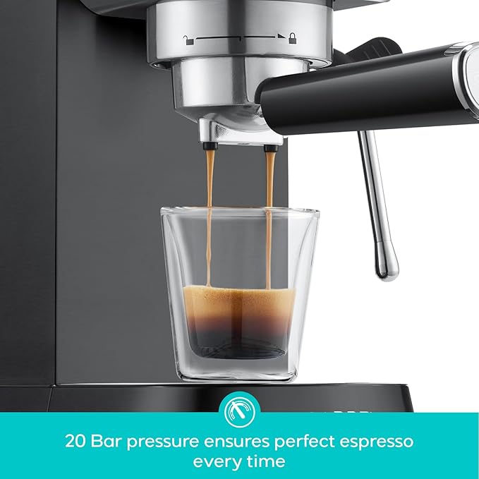 CASABREWS CM5418 Espresso Machine 20 Bar, Stainless Steel Espresso Maker with Milk Frother Steam Wand, Compact Cappuccino Machine for Home, Espresso Coffee Machine with Removable Water Tank, Black