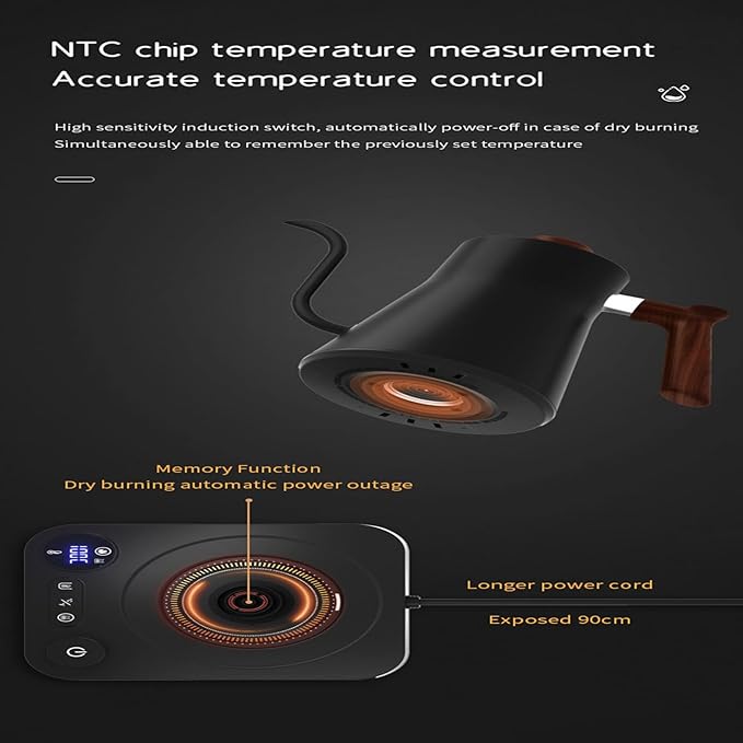 Smart Temperature Control Gooseneck Electric Kettle - Professional Pour-Over Coffee & Tea Maker with Fast Boil