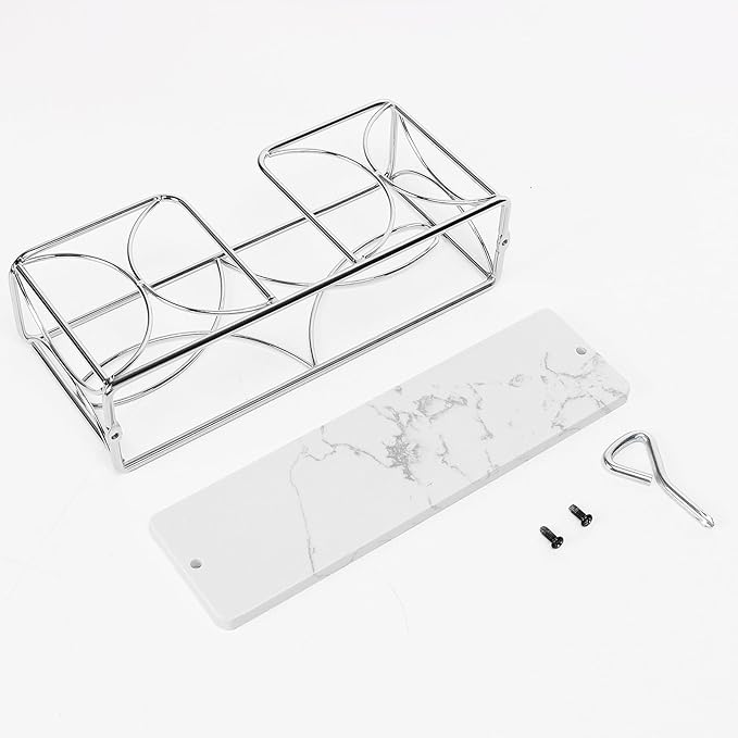 Napkin Holder with Marble Base, Guest Towel Paper Dispenser for Table, Modern Metal Napkin Stand, Ideal for All Bathroom Vanity, Kitchen Decor Accessories (Chrome, 4 Inch)