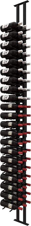 Ultra Wine Racks Floor-to-Ceiling Mount Display (1 Side, Triple Deep, Black, Holds 63 Wine Bottles) - Modern Metal Wine Storage for Wine Cellars, Home Bars, Kitchens, and Dining Rooms