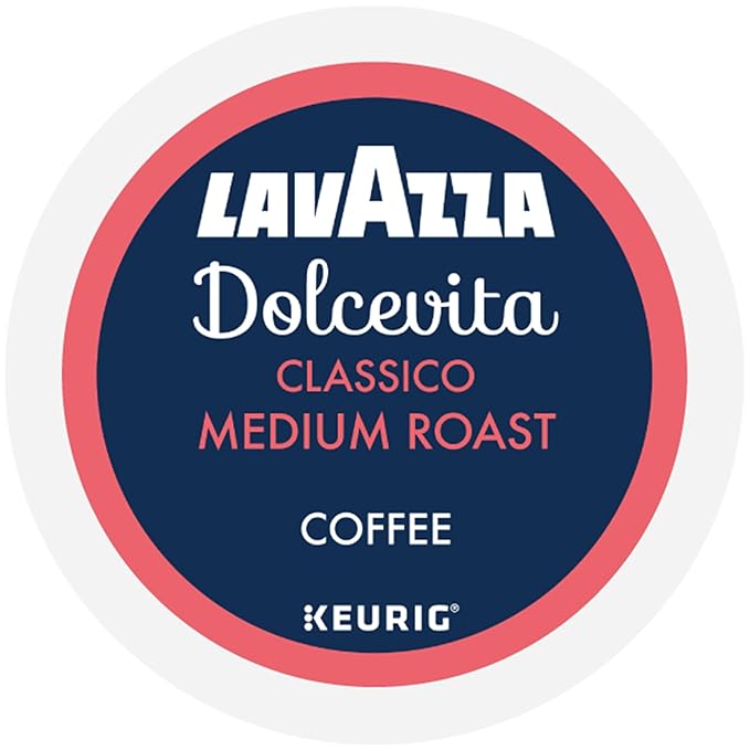 Lavazza Dolcevita Classico, Single-Serve Keurig K-Cup Pods, Medium Roast Coffee, 88-Count Box (4 Packs of 22)