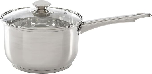 Ecolution Stainless Steel Sauce Pan, Encapsulated Induction Ready Cooking Pot with Glass Lid, Oven Safe, Dishwasher Safe Soup Pot, 3-Quart