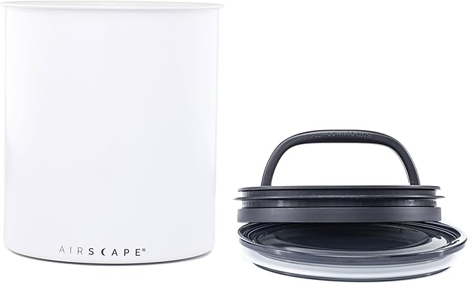AirScape Planetary Design Kilo Coffee Storage Canister - US Patented Inner Plunger Lid Removes Excess Oxygen - DON'T buy airtight, BUY AIR-LESS - Holds 2.2 lbs Coffee Beans - (Matte White)