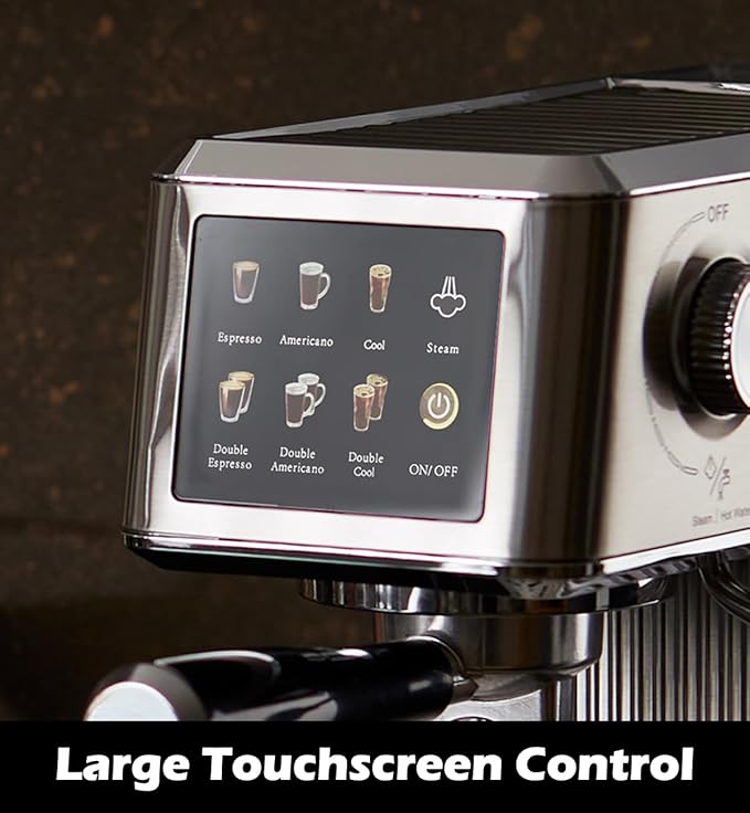 CUSIMAX Espresso Machine 20Bar Compact Coffee Machine with Powerful Steam Wand for Latte & Cappuccino, Stainless Steel Espresso Maker with 34oz Remevable Water Tank