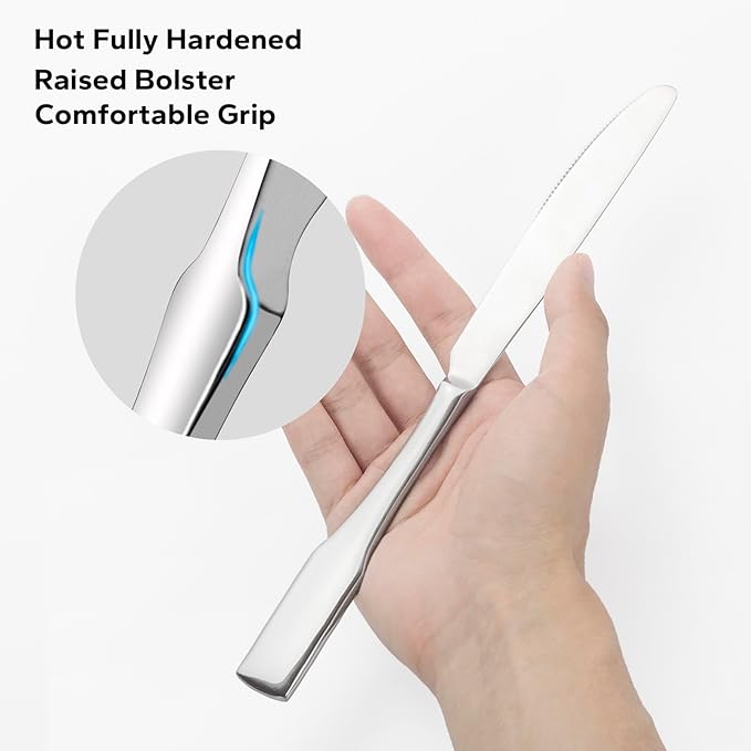 Alata Kate 48-Piece Silverware Set with steak knife Service for 8, Stainless Steel Flatware Set, Mirror Polished Cutlery Set Dishwasher Safe