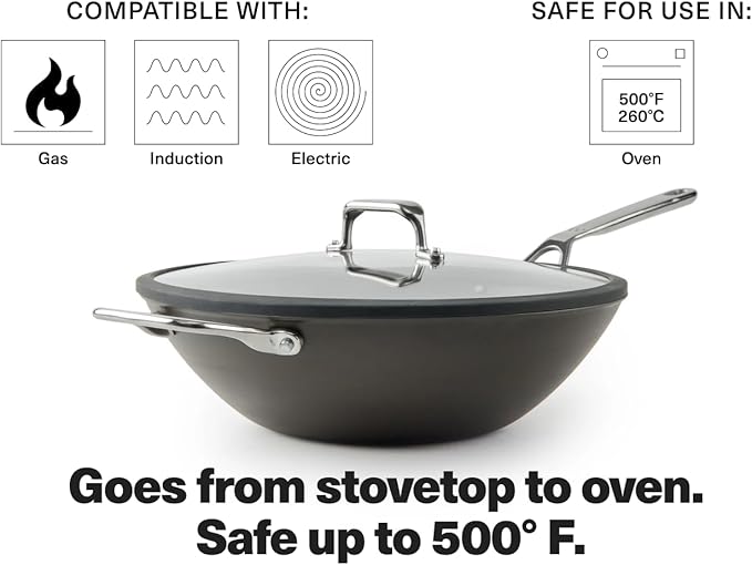 Misen Pre-Seasoned 12" Carbon Steel Wok - Naturally Nonstick - Perfect Size for Any Home Kitchen - Small Flat Bottom - Ergonomic, Stay-Cool Handles - Ready to Use, Compatible with All Cooktops