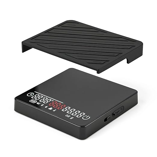 IKAPE Espresso Coffee Scale with Timer, 2kg/0.1g High Precision Digital Scale, 4 Modes (Espresso/Pour Over Brew Ratio), LED Display, Auto-Tare, for Kitchen, Cooking, Espresso, Pour Over Coffee