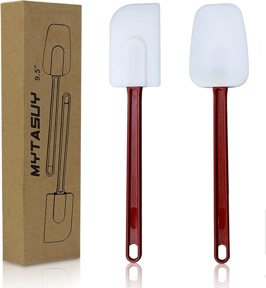 10 INCH Silicone Spatulas Heat Resistant Heavy Duty Rubber Spatulas Commercial Spatulas Set for Kitchen Use Silicone Cooking Utensils Sets of 2