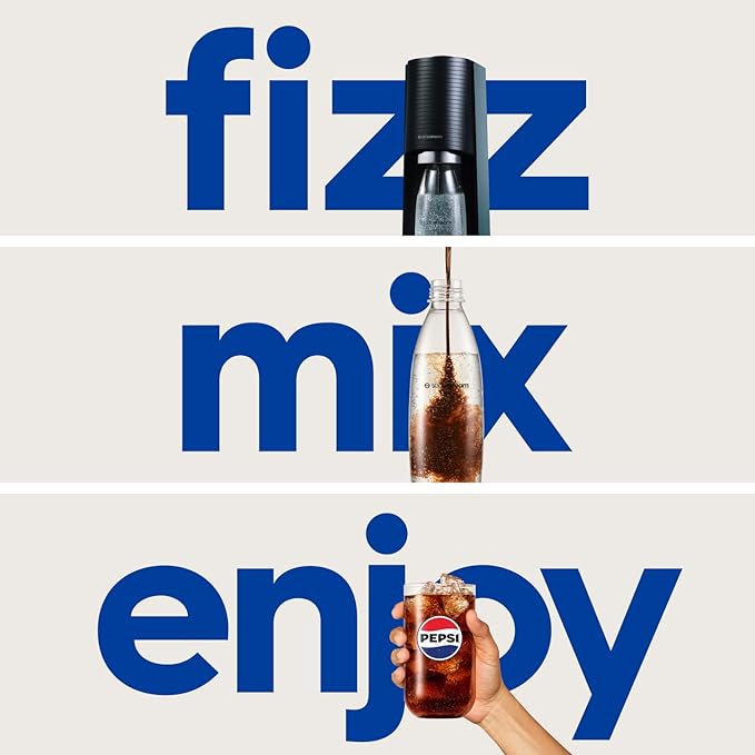 SodaStream Terra Sparkling Water Maker Bundle in Black - includes 3-Pack CO2 and Carbonating Bottle