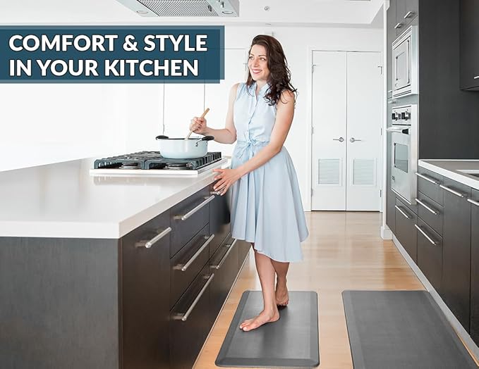 ComfiLife Anti Fatigue Floor Mat – 3/4 Inch Thick Kitchen Mats for Floor, Standing Desk Mat, Kitchen Rug – Comfort at Home, Office – Durable – Stain Resistant – Non-Slip Bottom (24" x 70", Charcoal)