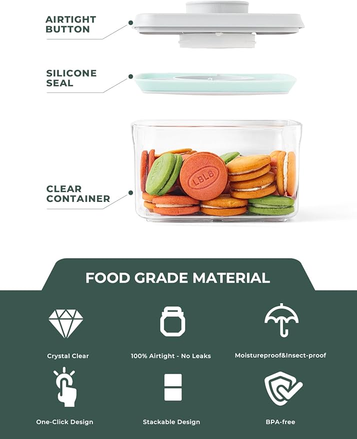 Mini Snack Containers - 0.3 Qt Pop Food Storage Containers, BPA Free Small Food Containers with Lids, Food-Grade Air Tight Containers Candy Jars 320ml