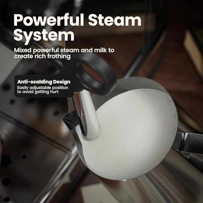 Espresso Machine - 20Bar Coffee Maker with Foaming Steam Wand: 1450W Compatible for Original Capsule & Ground, Single-Serve Espresso Maker with 35Oz Removable Water Tank for Latte, Kitchen