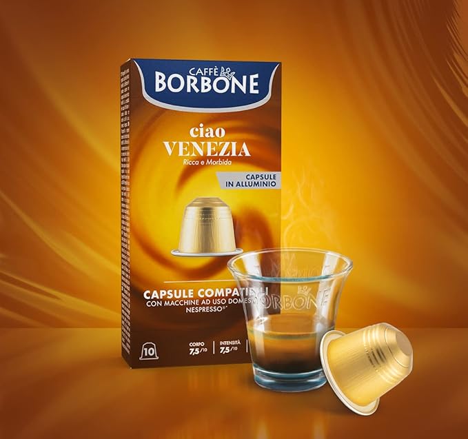 Caffe Borbone Aluminum Coffee Pods, Ciao Venezia, Medium Roast, Full-Bodied and Sweet, Genuine Italian Espresso - Compatible with Nespresso Original, NOT compatible with Vertuo - 100 Count