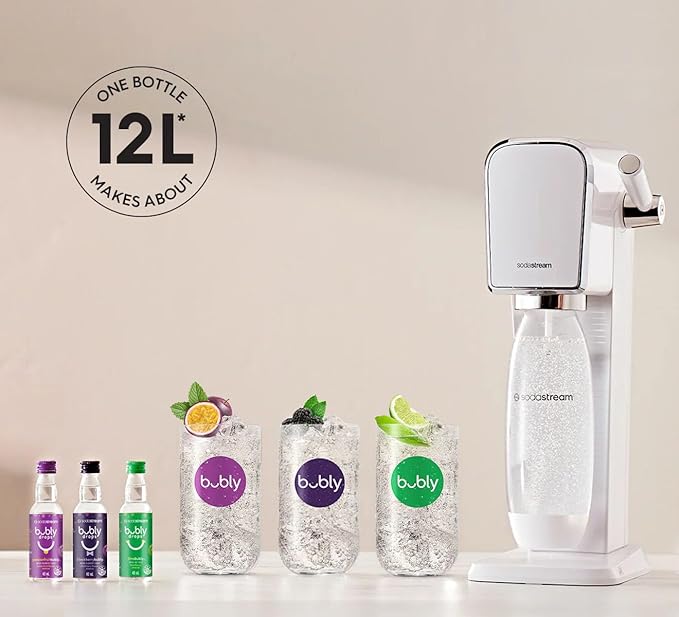 SodaStream - Terra Soda Streaming Machine - STARTER KIT - Sparkling Water Maker with CO2 & Bubly Drop - Eco-Friendly, No Batteries Needed - Black