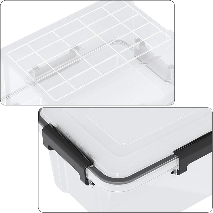 6 Pack 10 L Stackable Storage Bin with Latching Lid and Tight Seal, Airtight Storage Container Boxes for Dry Food, Keep Fresh