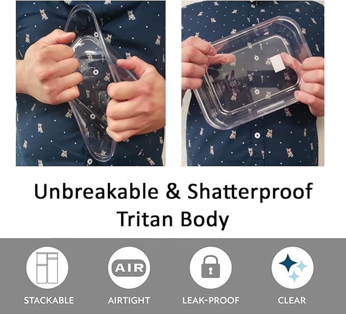 Lustroware Micro Clear Transparent Food Storage Containers with Lids – Large Capacity BPA-Free, Shatterproof, Dishwasher & Microwave Safe, 2.3 qt Refrigerator Organizer Bins, Made in Japan, Set of 6