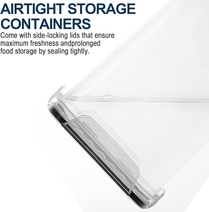 M MCIRCO Extra Large 7qt / 6.5L/220oz Tall Food Storage Containers, WIDE & DEEP, 4-Piece Plastic Airtight Kitchen Pantry Storage Containers for Flour, Sugar, with 4 Measuring Cups,20 Labels