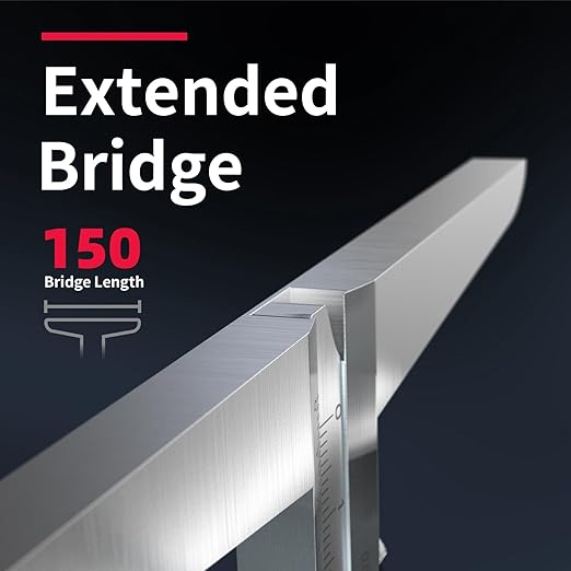 0-200mm Depth Caliper (Bridge Length 150mm) Extended Bridge-Type Stainless Steel Measuring Tool High Precision ±0.02mm Dual Scale (mm/inch) DRINYOUNG(Depth Ruler 200 Long (Bridge Length 150))