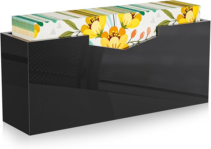 HELPLEX Black Acrylic Guest Towel & Napkin Holder - Waterproof Splash-Proof Vertical Design for Bathroom, Kitchen, Dining Table - Home Hotel Office Organizer (1-Pack)