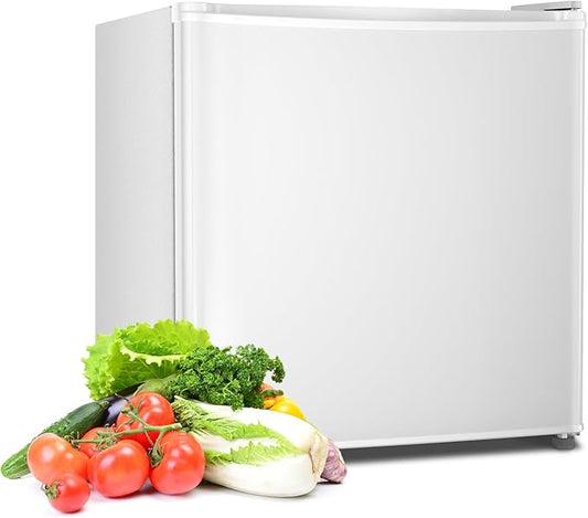 1.4 Cu.ft Mini Fridge with Freezer, Compact Refrigerator, Single Reversible Door, Ultra Quiet, Energy Efficient for Office, Dorm, Bedroom, Apartment, White