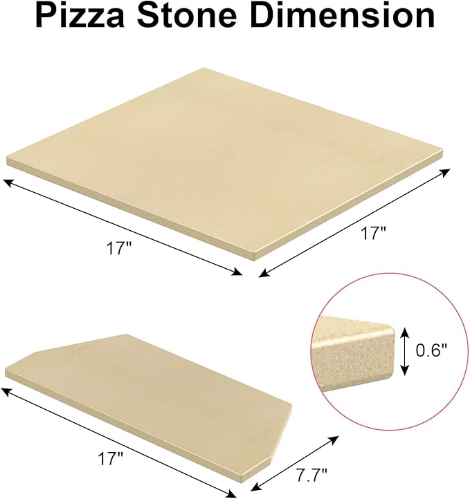 Pizza Stone Replacement for Ooni Karu 16 Multi-Fuel Pizza Oven, Heavy Duty Ceramic Grill Plate Accessories Pizza Baking Stone for Oven/Grill, Thermal Shock Resistant