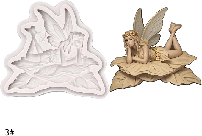 (Three-piece set) Mermaid theme, winged girl, DIY silicone mold, cake chocolate mold wedding cake decoration tool soft candy cake