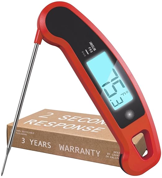 Lavatools Javelin® PRO Duo Ultra-Fast 2-Second Professional Digital Instant Read Meat Thermometer for Grill and Cooking, Auto-Rotating Backlit Display, IP65 Water Resistant, NSF Certified – Sambal