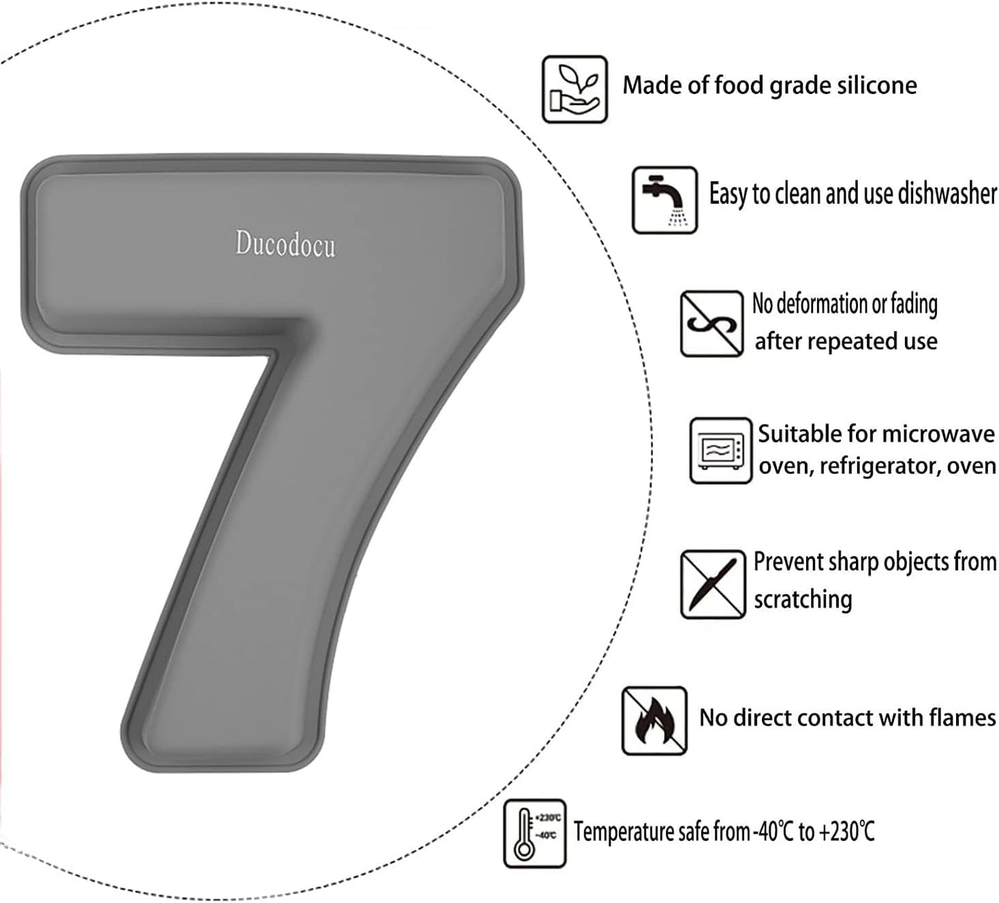 Ducodocu Silicone Cake Pans 3D Large Number Cake Mould Novelty Cake Tins DIY Baking Mold for Birthday Wedding Anniversary 10 inch Number of 7