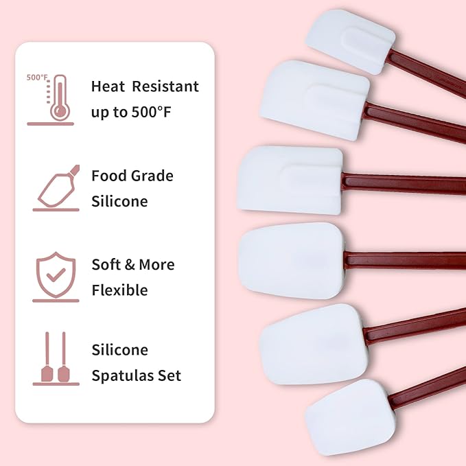 10 INCH Silicone Spatulas Heat Resistant Heavy Duty Rubber Spatulas Commercial Spatulas Set for Kitchen Use Silicone Cooking Utensils Sets of 2