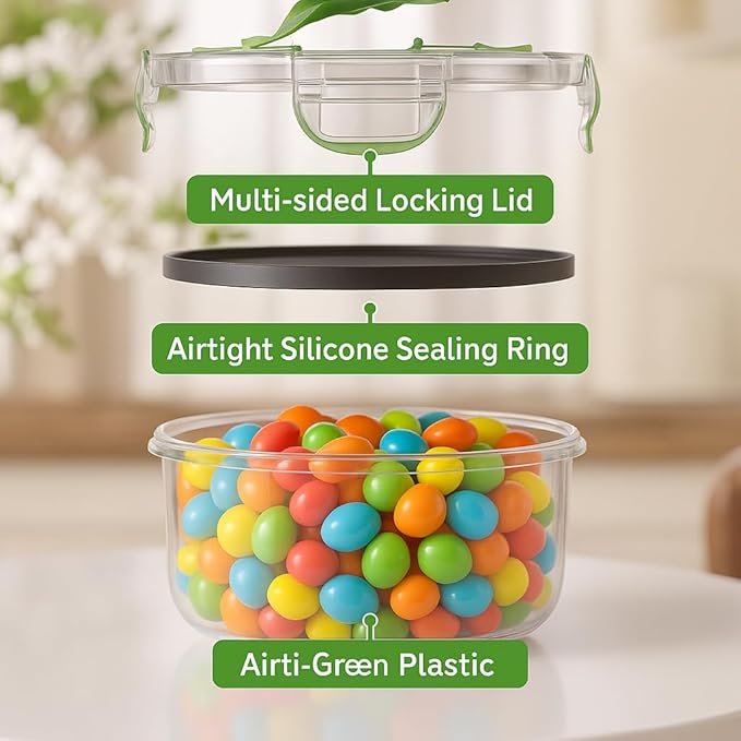 RockBerry 66 Pcs Large Food Storage Containers with Lids Airtight-Total 19075ML Stackable Kitchen Bowls Set(31 Containers,31 Lids) 2500ML to Small Box-BPA Free Leak proof Plastic Boxes-Microwave safe