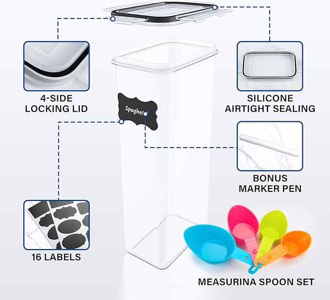 14 Pack Food Storage Container Set, Leak Proof Pantry Storage, BPA-Free Cereal Storage Containers Organizer for Kitchen Organization with Labels & Pen