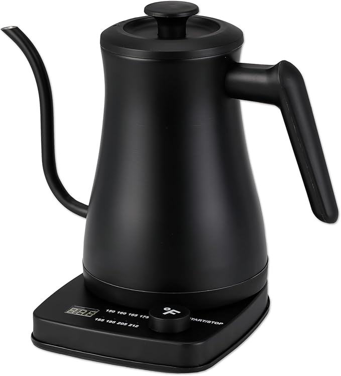 1.0L 1500W Gooseneck Electric Kettle - Stainless Steel Interior - Rapid-Boil - Auto Shut-Off, Boil-Dry Protection, Temperature Control, LED Indicator - Black by The Display Guys