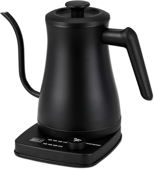 1.0L 1500W Gooseneck Electric Kettle - Stainless Steel Interior - Rapid-Boil - Auto Shut-Off, Boil-Dry Protection, Temperature Control, LED Indicator - Black by The Display Guys